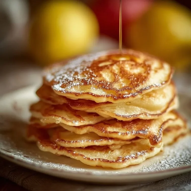 Apfel-Joghurt-Pfannkuchen auf einem Teller mit frischen Äpfeln und Joghurt
