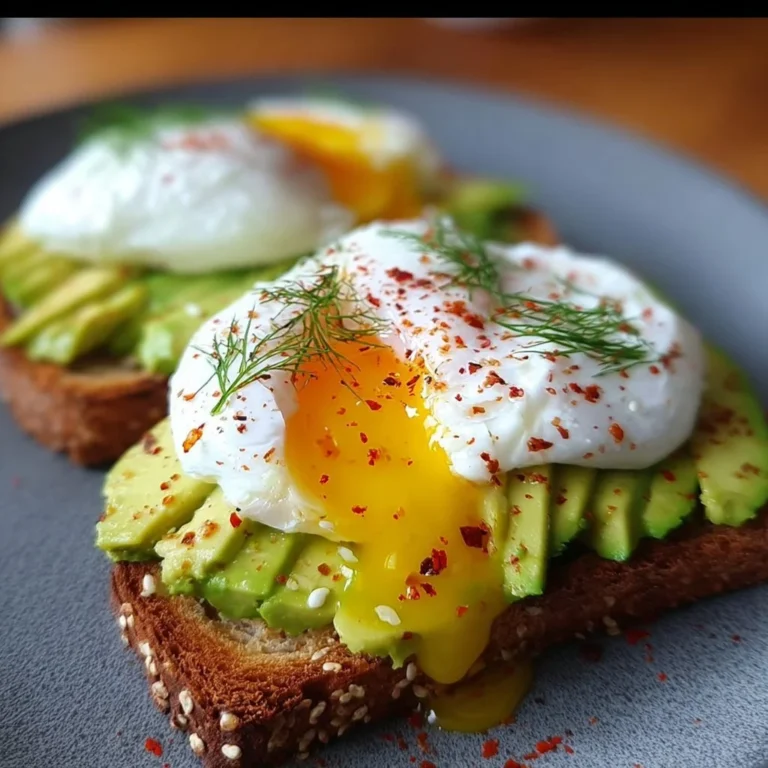 Avocado Toast mit pochiertem Ei auf einem Teller
