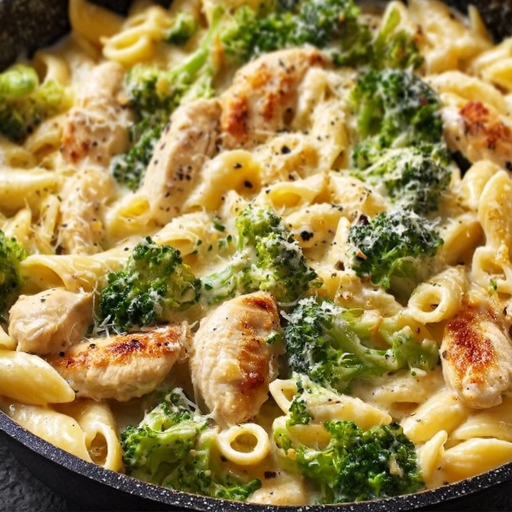 Cremige Hähnchen-Brokkoli-Pasta