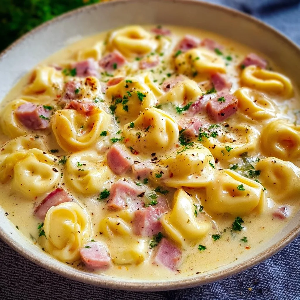 Cremige Tortellini mit Schinken-Käse