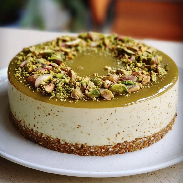No Bake Pistazien Cheesecake mit knackigen Pistazien und cremiger Füllung