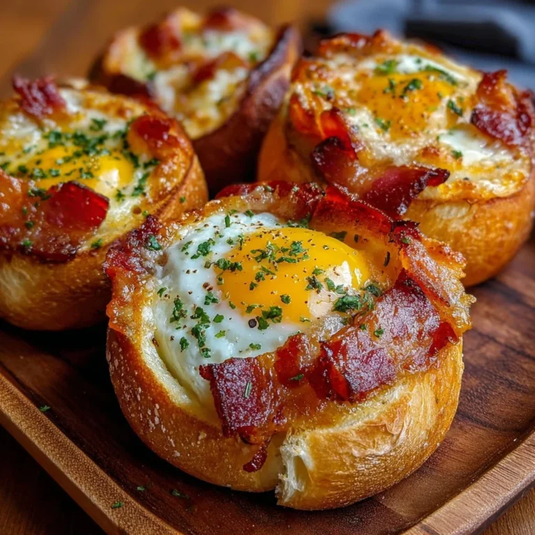Gefüllte Frühstücksbrötchen mit Ei, Bacon und Käse auf einem Teller
