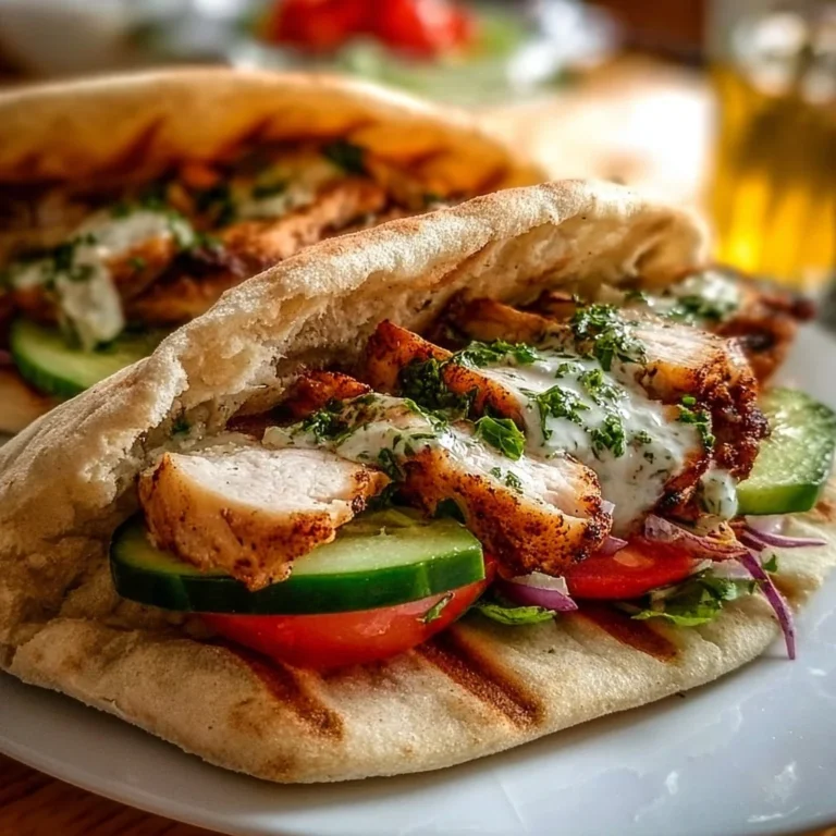Griechisches Hähnchen in Fladenbrot mit frischem Gemüse und Saucen