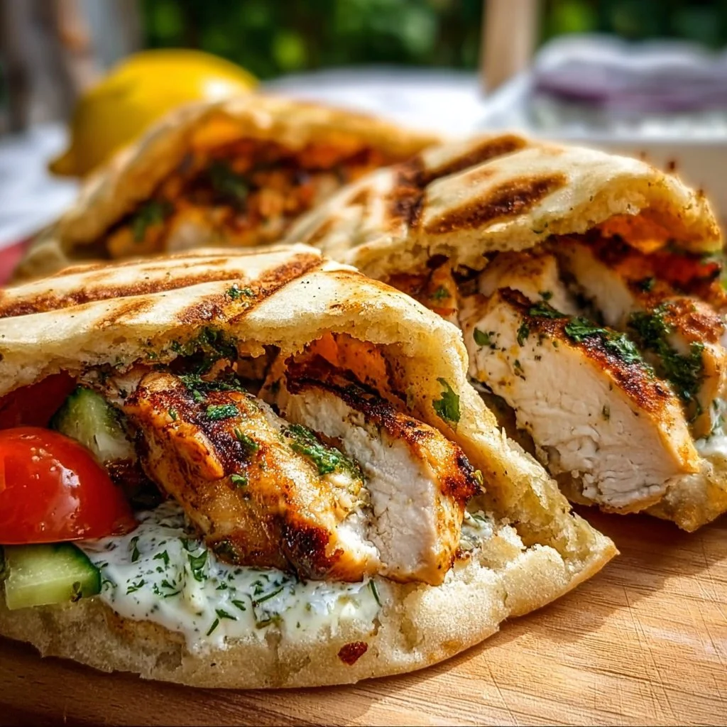 Griechisches Hähnchen in Fladenbrot