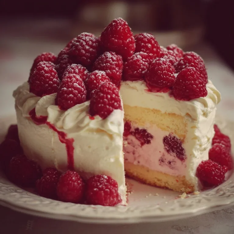 Himbeertorte mit Paradiescreme, eine köstliche Kombination aus Himbeeren und cremiger Füllung
