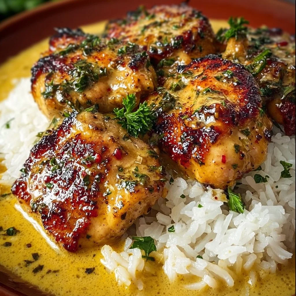 Honig-Senf-Hähnchen mit Reis