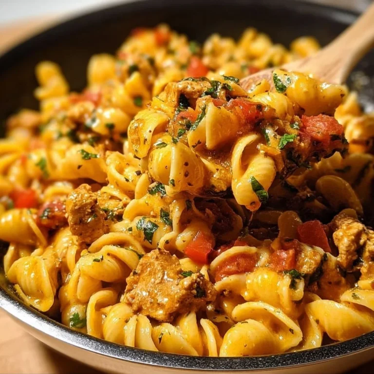 Hühnchen Taco Pasta mit frischen Zutaten in einer Schüssel serviert.