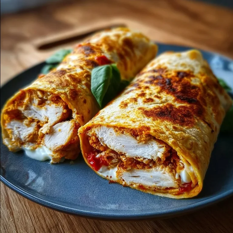 Knusprige Hähnchen-Mozzarella-Wraps aus dem Airfryer auf einem Teller serviert
