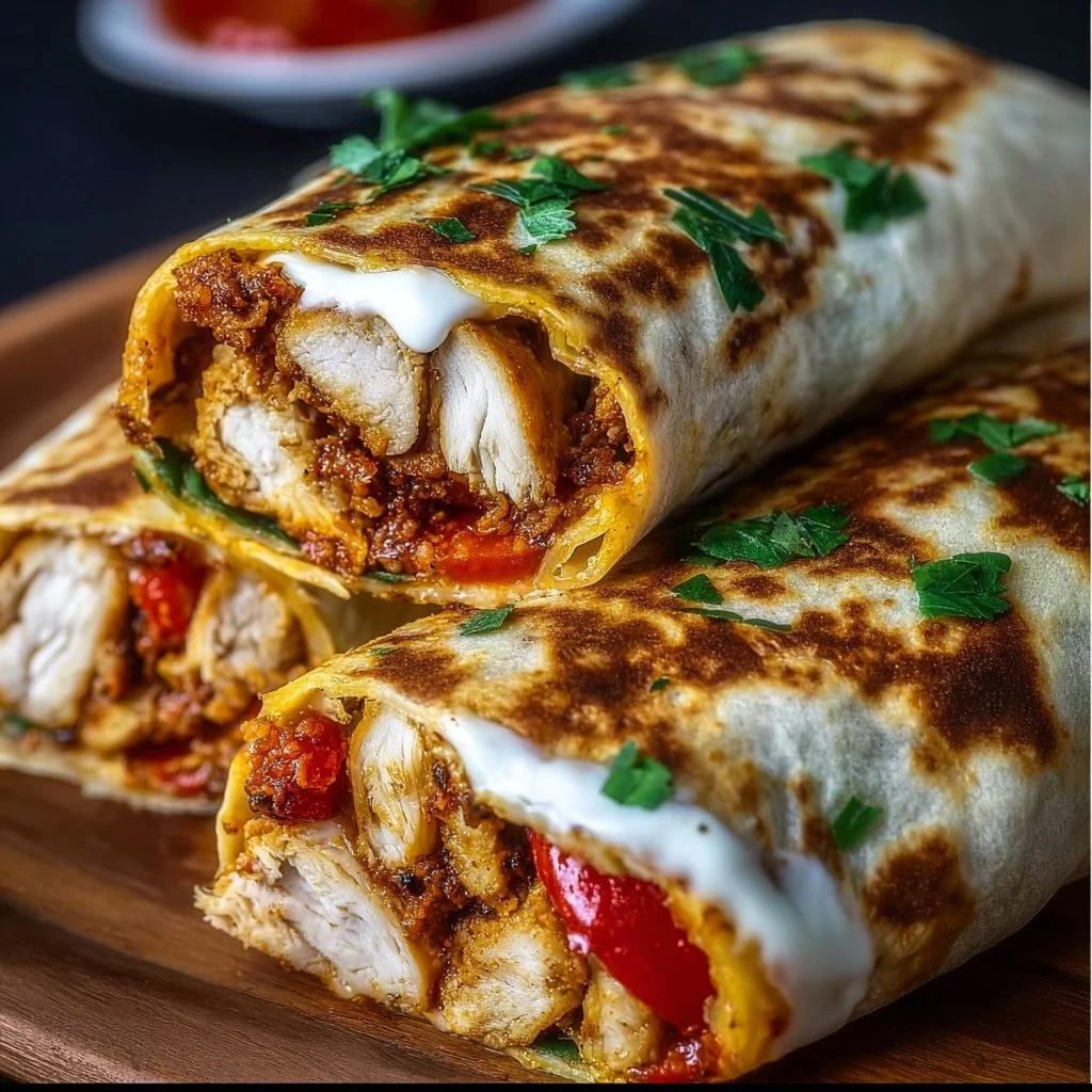 Knusprige Hähnchen-Mozzarella-Wraps aus dem Airfryer