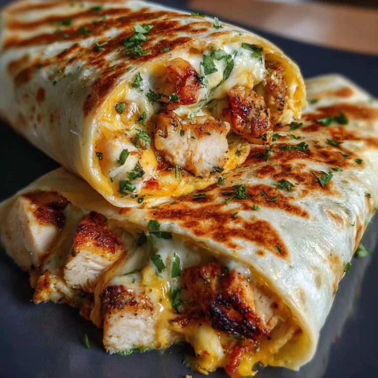 Niedrig-Kohlenhydrat-Käse-Knoblauch-Hühnchen-Wraps auf einem Teller serviert