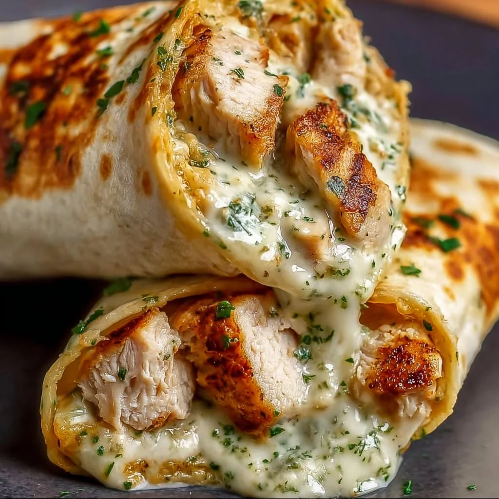 Niedrig-Kohlenhydrat-Käse-Knoblauch-Hühnchen-Wraps
