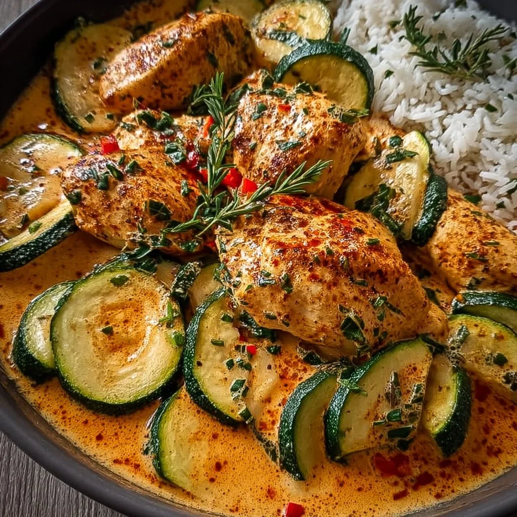 Paprika-Zucchini-Sahne-Hähnchen
