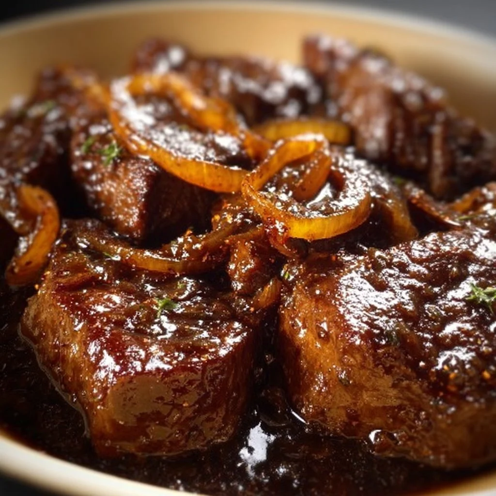 Rindfleisch in Balsamico-Zwiebel-Sauce