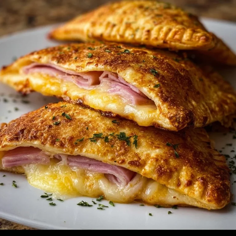 Schinken-Käse-Taschen im Airfryer, goldbraun und knusprig serviert