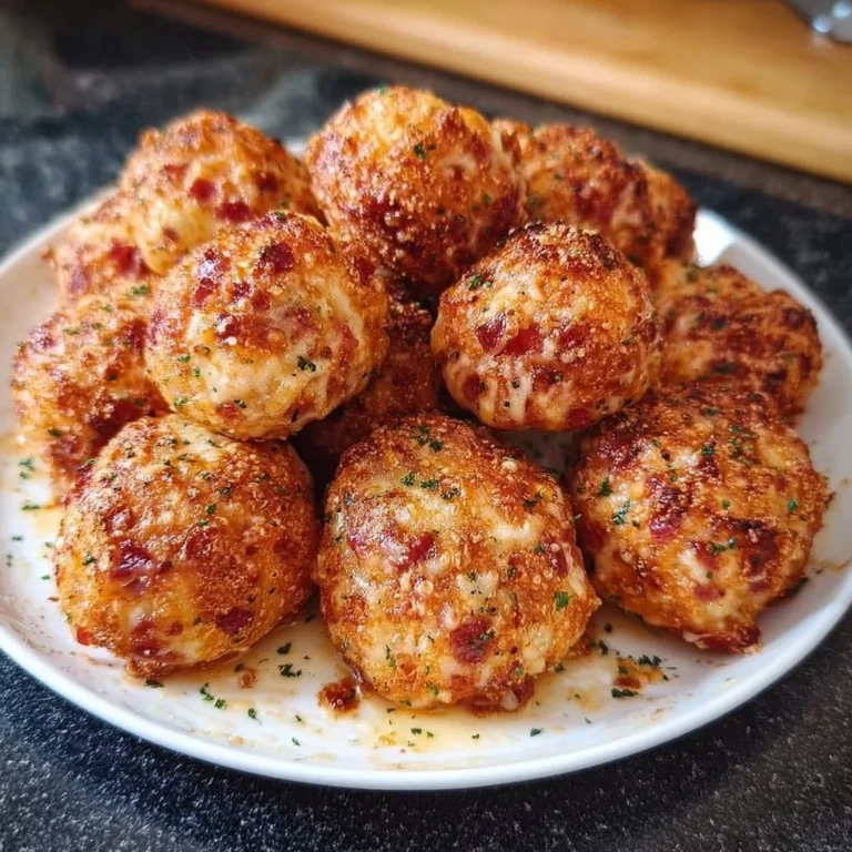 Eine Schüssel mit leckeren, goldbraunen Pizza Bällchen
