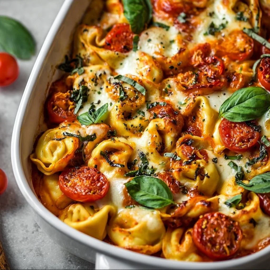 Tortellini-Auflauf mit Tomaten und Mozzarella