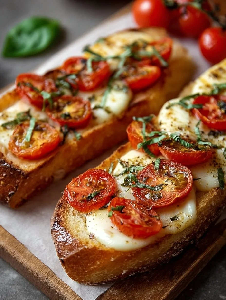 Baguettescheiben mit Tomaten & Mozzarella überbacken