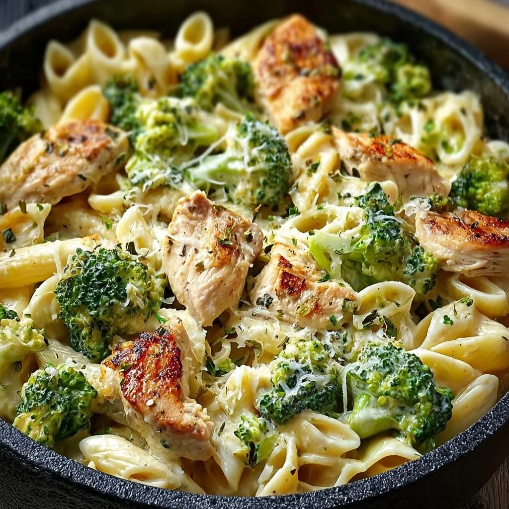 Cremige Pasta mit zartem Hähnchen und knackigem Brokkoli