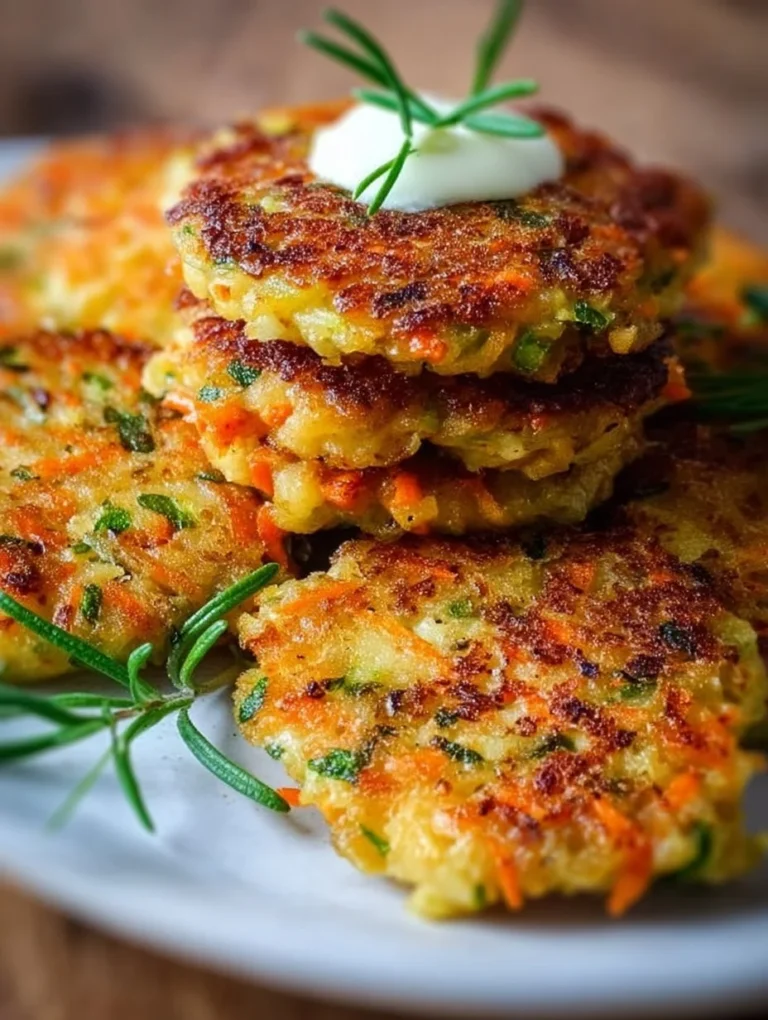 Ein Frühstücksteller mit leckeren und bunten Gemüsepatties und frischen Kräutern.