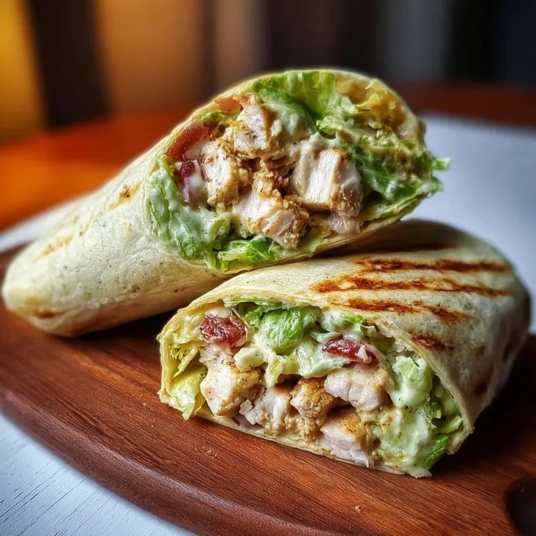 Eiweißreicher Chicken Caesar Wrap mit frischen Zutaten und Dressing