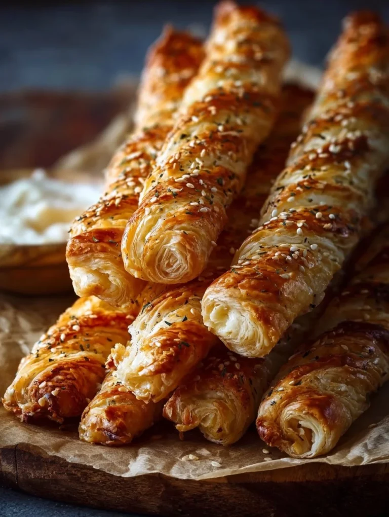Feta-Blätterteig-Sticks aus dem Ofen, golden und lecker