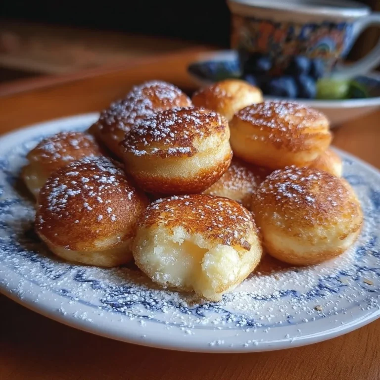 Fluffige Pfannkuchen Popper auf einem Teller serviert