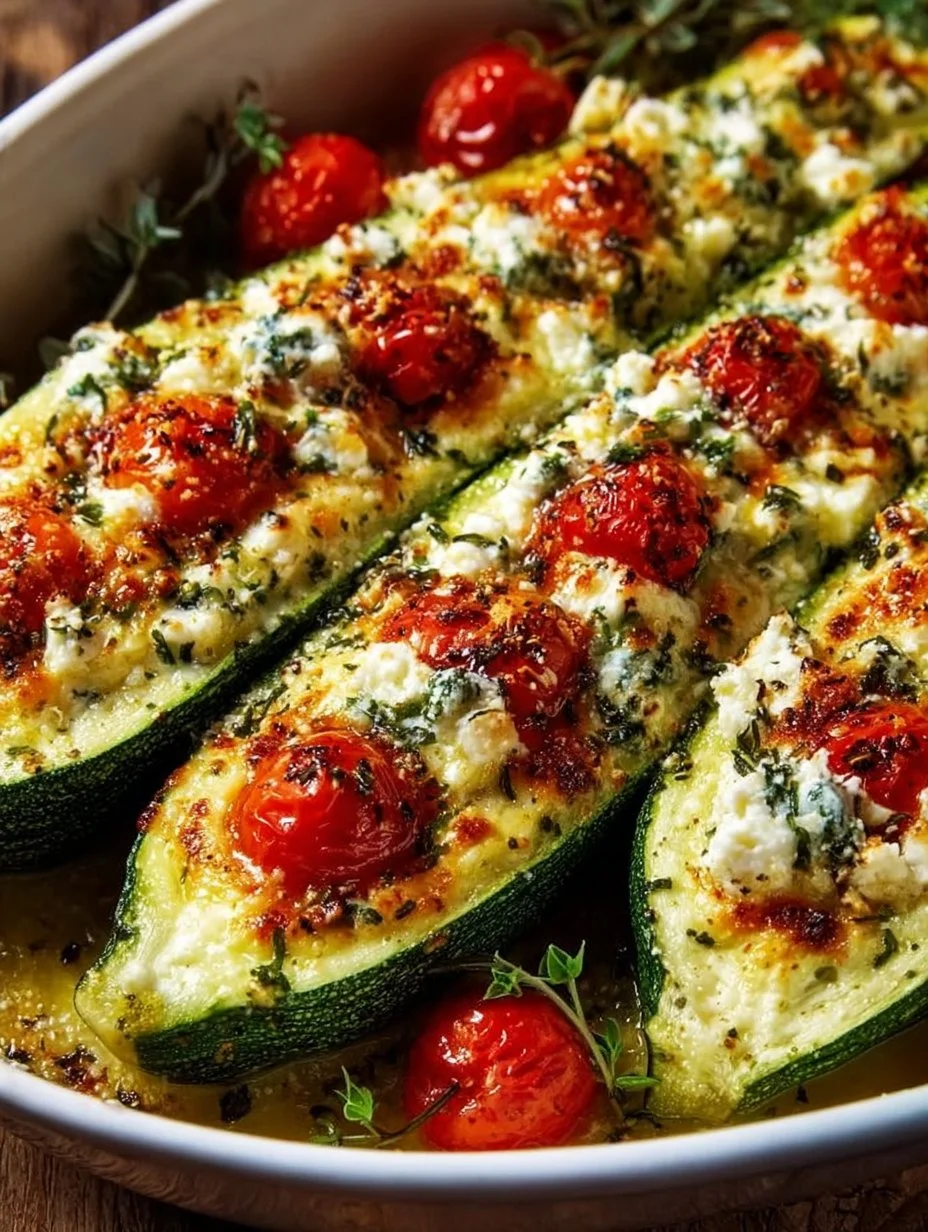 Gefüllte Zucchini mit Feta und Kirschtomaten