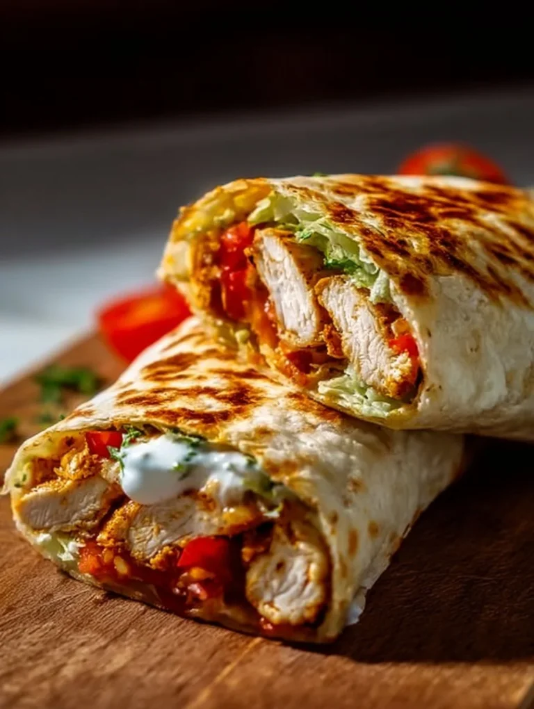 Gesunder Chicken Crunch Wrap mit frischen Zutaten und knusprigen Texturen