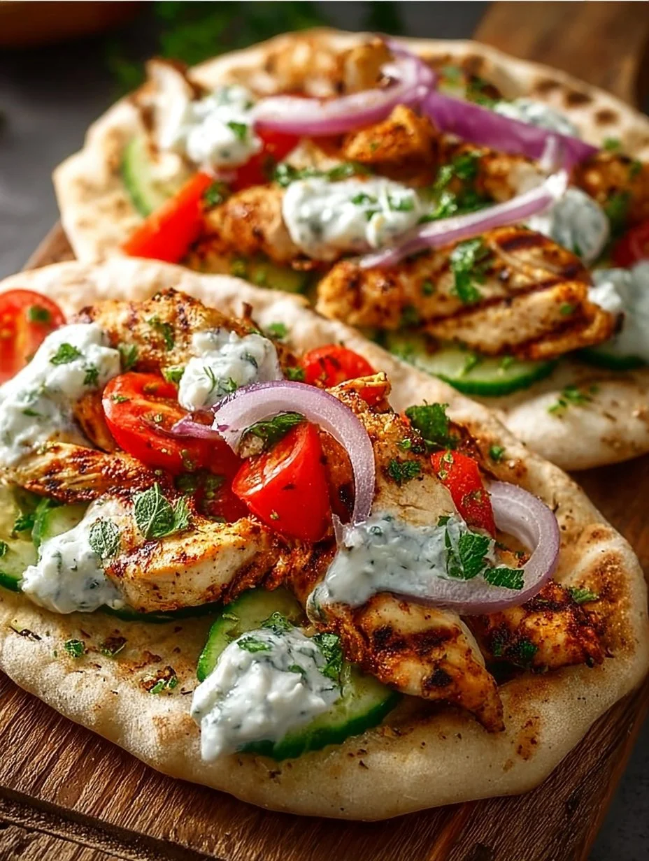Griechisches Fladenbrot mit Hähnchen