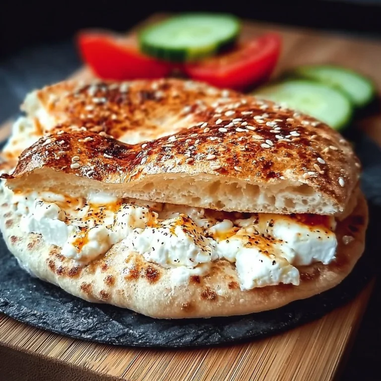 Heißer Schafskäse im Fladenbrot serviert mit frischen Kräutern