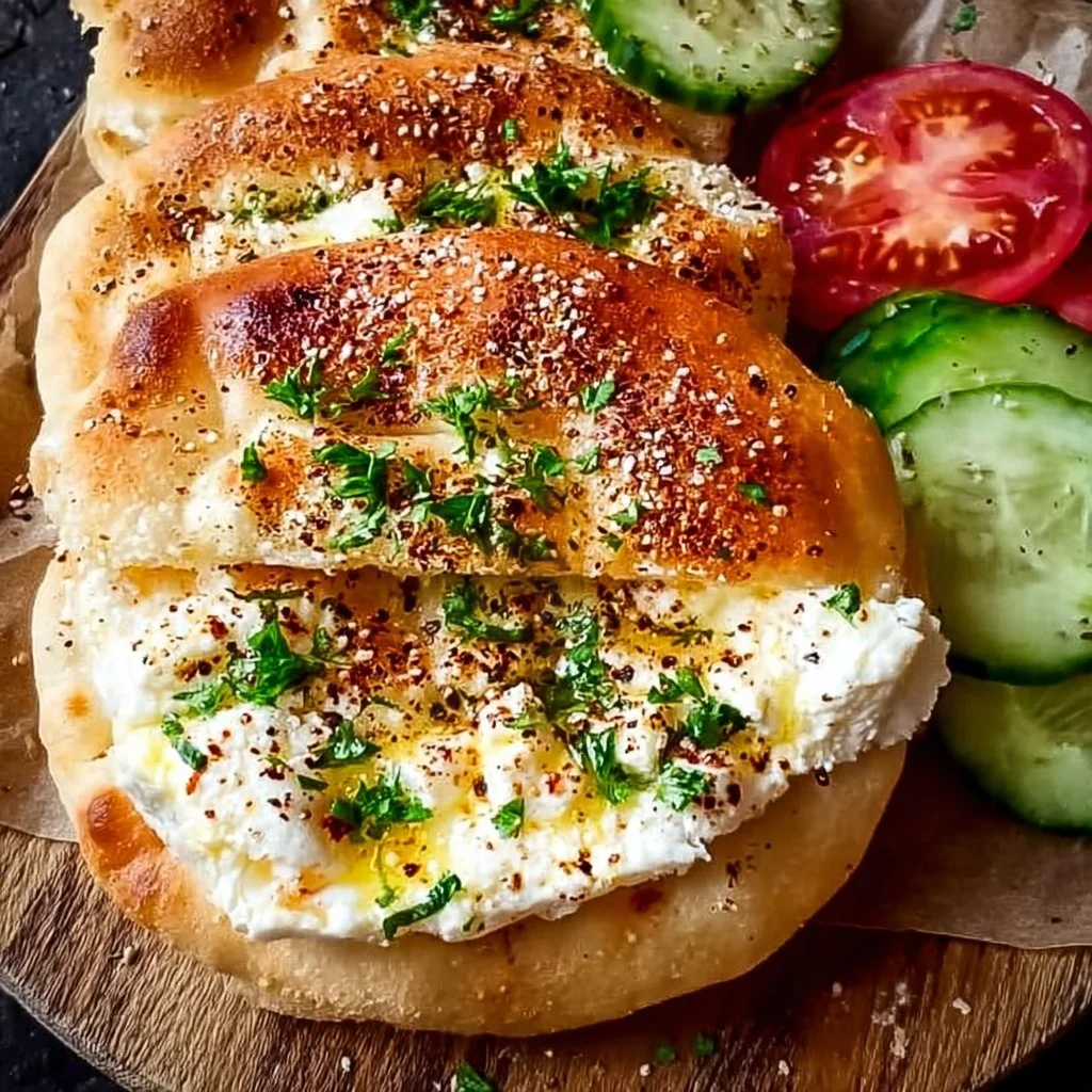 Heißer Schafskäse im Fladenbrot