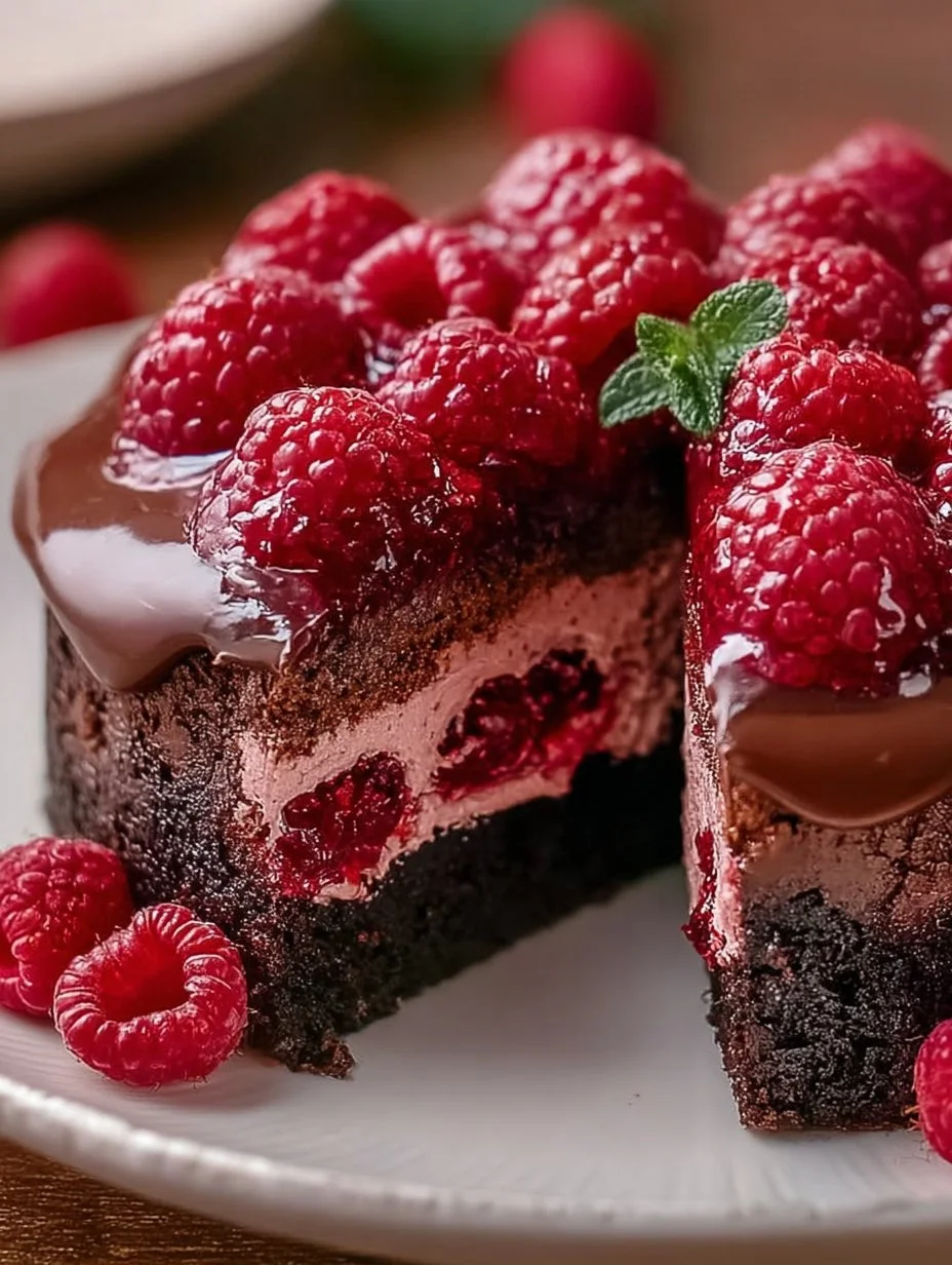 Himbeer Schoko Brownie Torte