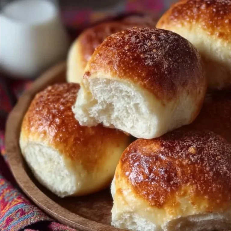 Frisch gebackene Joghurtbrötchen ohne Hefe auf einem Holzbrett