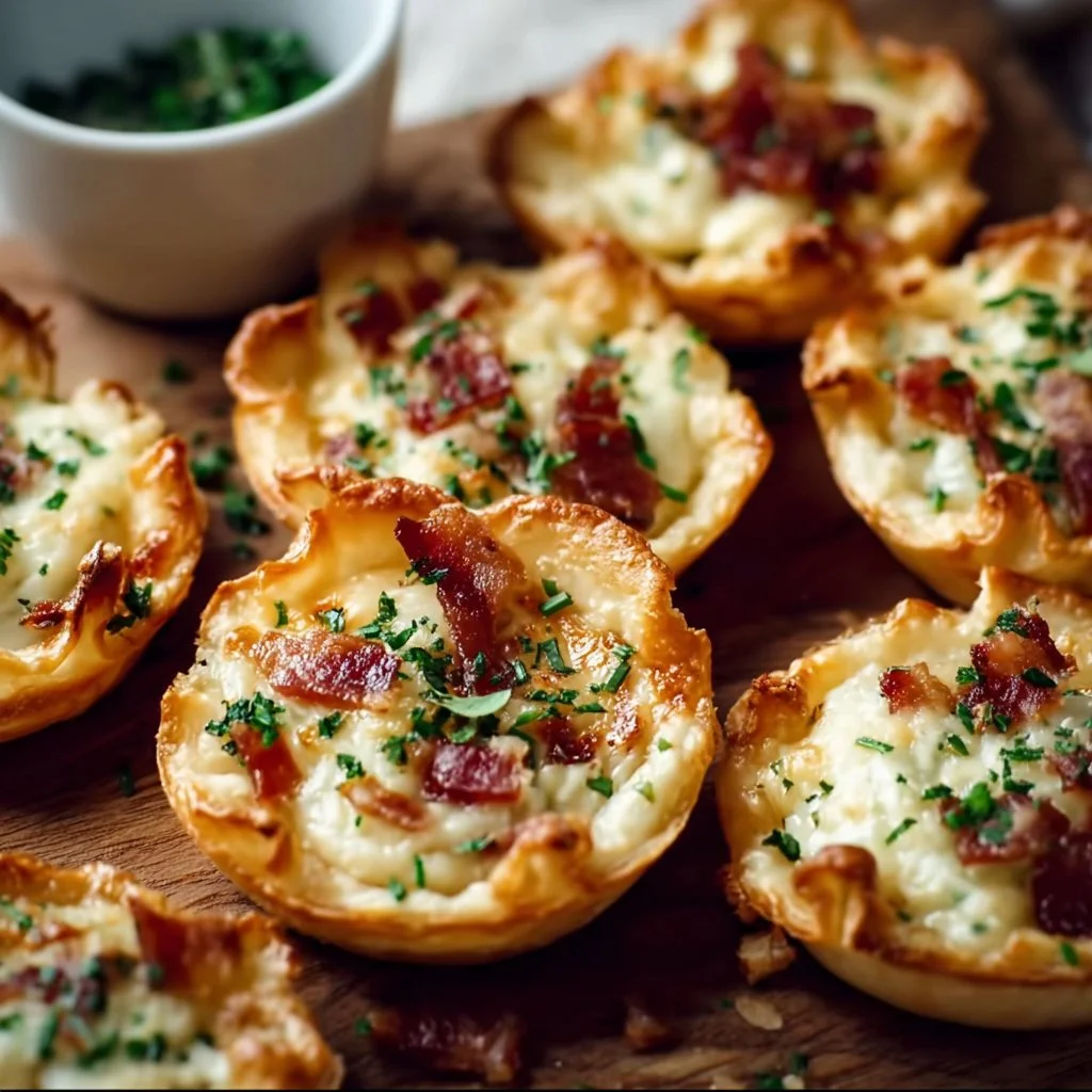 Knusprige Mini Tarte Flambée Häppchen