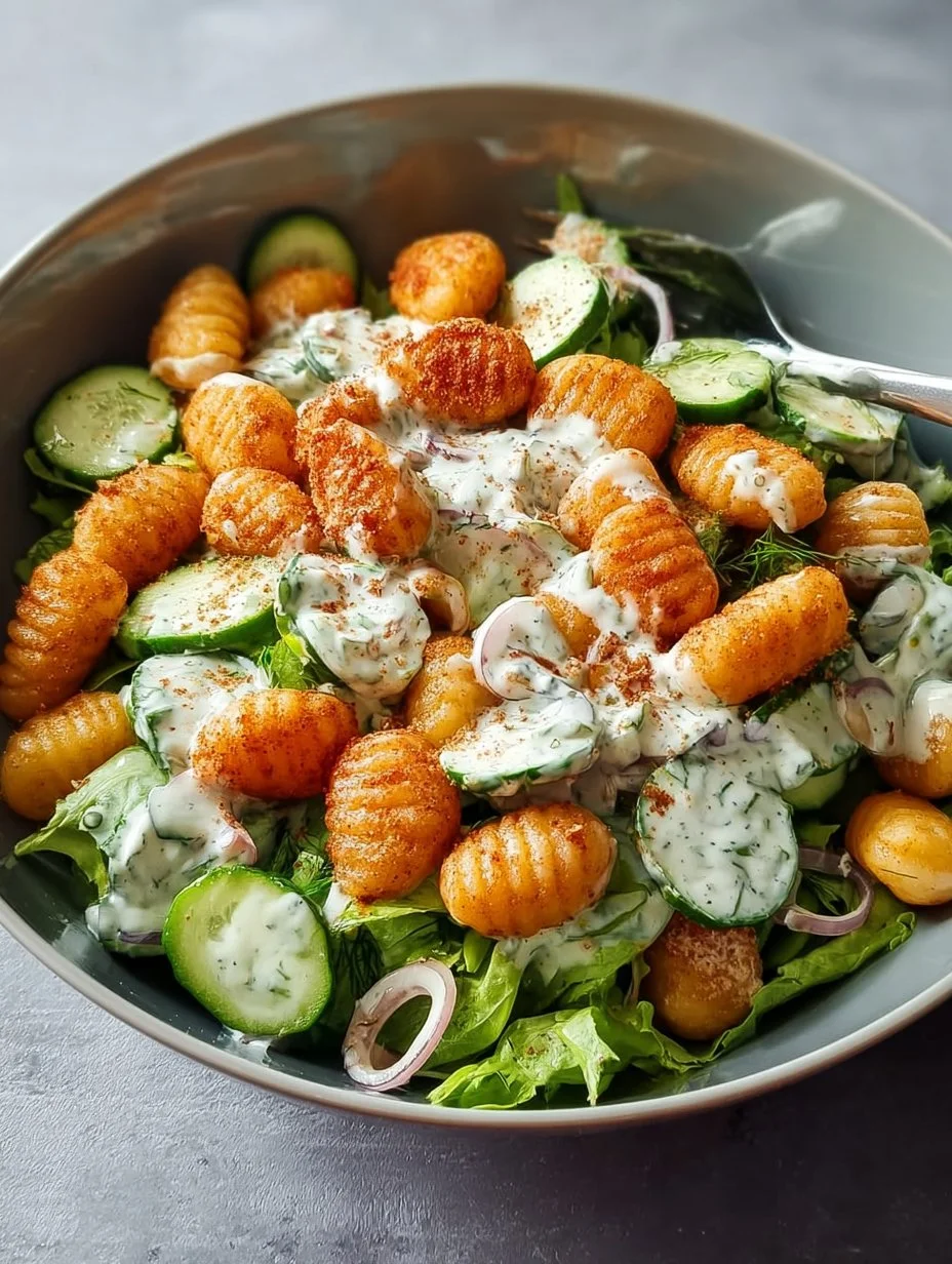 Knuspriger Gnocchi-Salat mit Joghurt-Dressing
