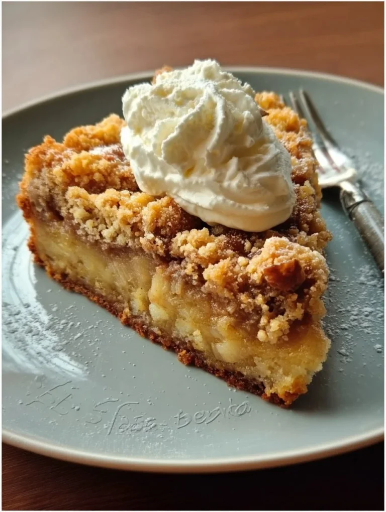 Leckere Rhabarber-Krümeltorte à la Barafra auf einem Teller serviert