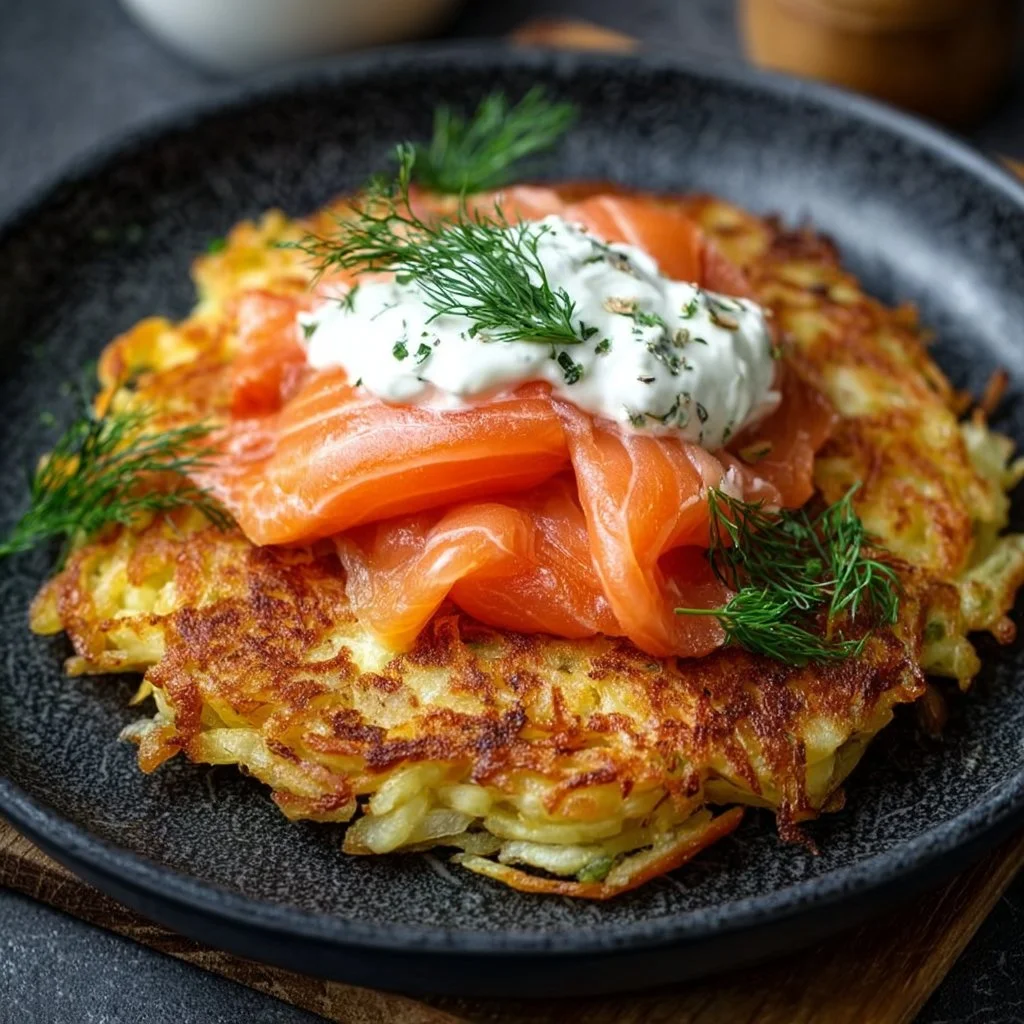 Rösti mit Frischkäse und Lachs