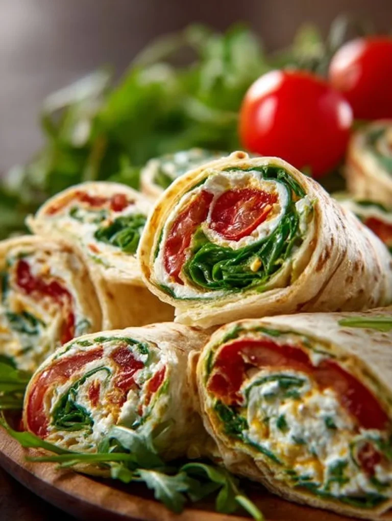 Leckere vegetarische Wrap Röllchen auf einem Teller