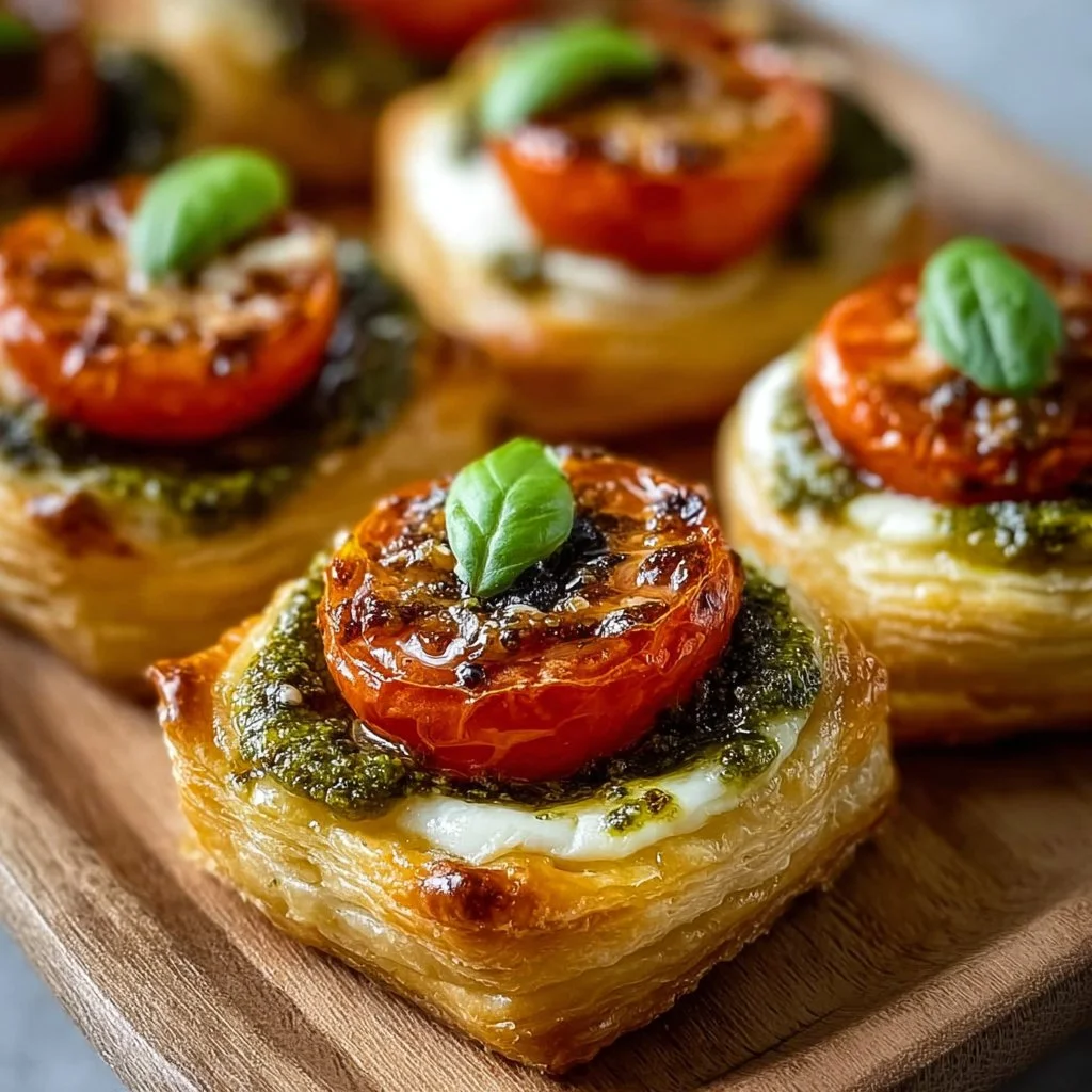 Caprese-Pesto-Blätterteig-Häppchen