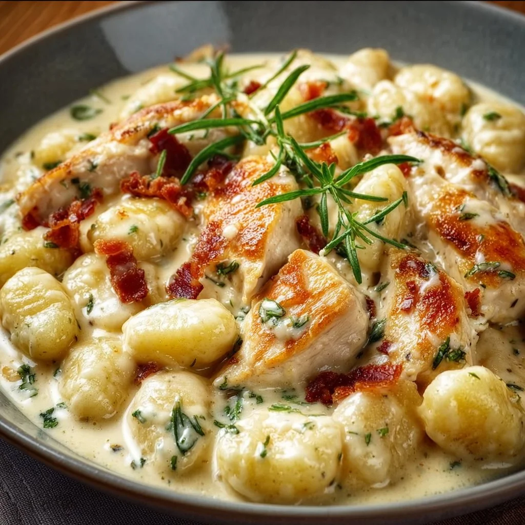Cremiges Hähnchen mit Gnocchi