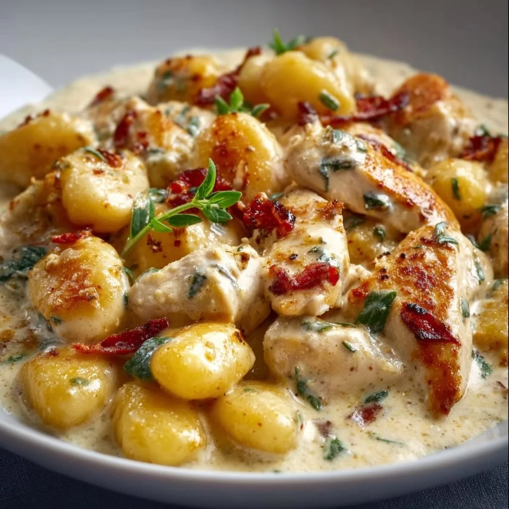 Cremiges Hühnchen mit Gnocchi