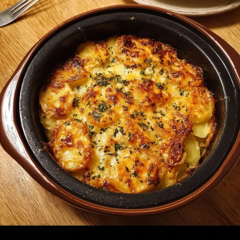 Cremiges Kartoffelgratin aus dem Airfryer frisch serviert.