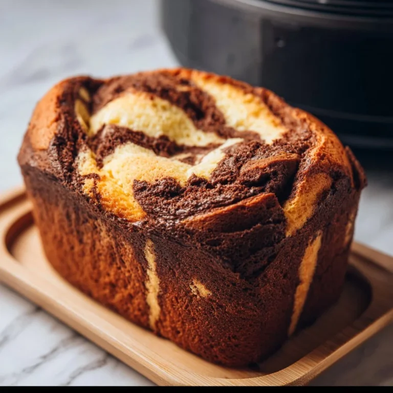 Leckerer Marmorkuchen aus dem Airfryer auf einem Teller serviert.
