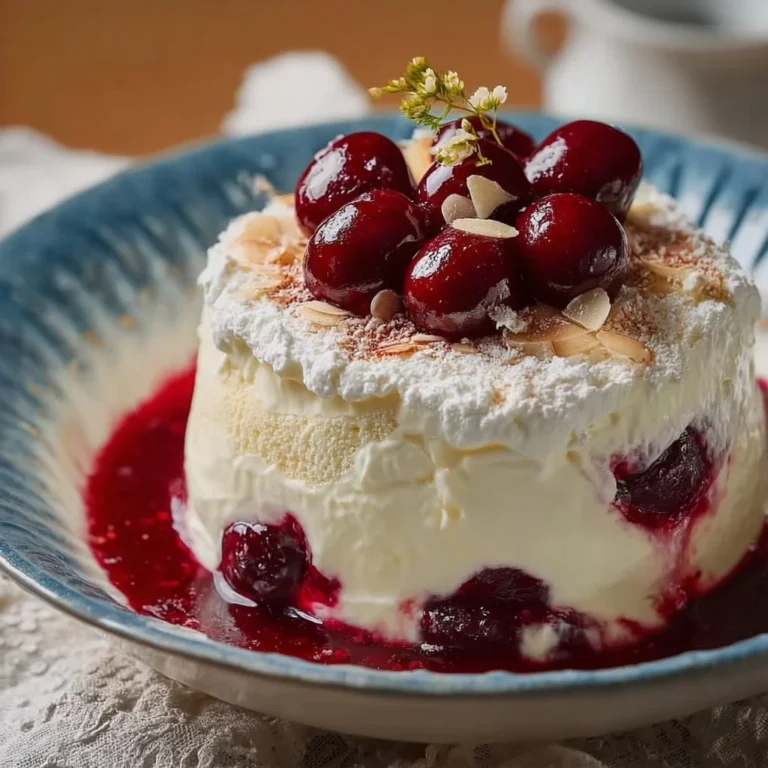 Engelscreme Dessert mit Kirsch-Extrakt - leicht und köstlich