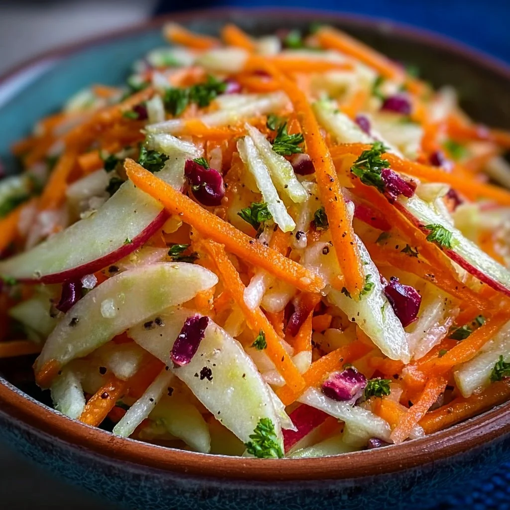 Frischer Kohlrabi Karotten Apfel Salat