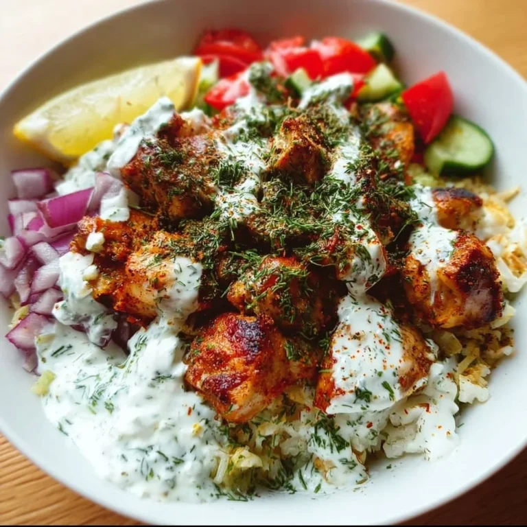 Griechische Hähnchen Bowl mit saftigem Hähnchen und frischen Zutaten
