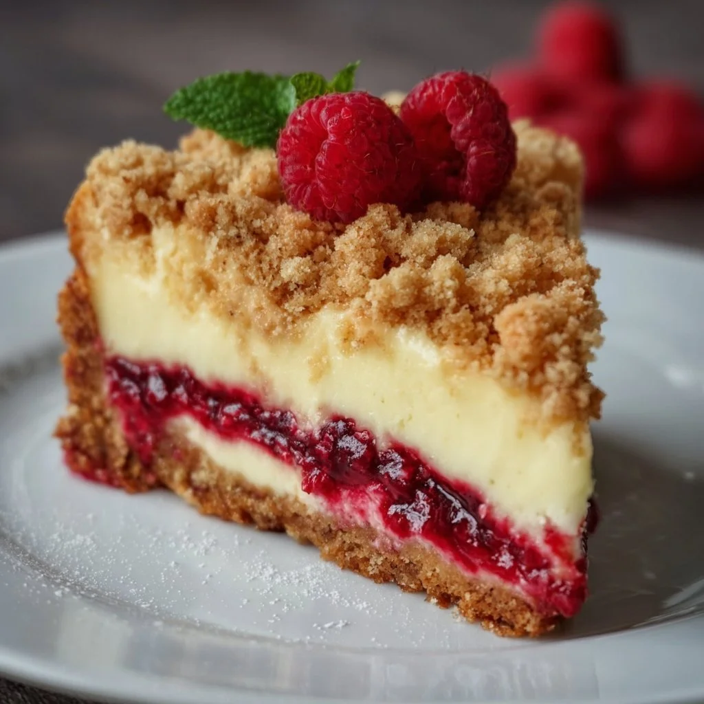 Leckerer Himbeer Streuselkuchen mit knusprigem Streuseltopping