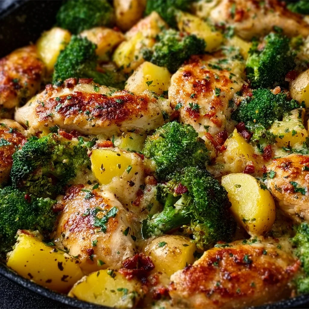 Kartoffel-Hähnchen-Pfanne mit Brokkoli ganz einfach