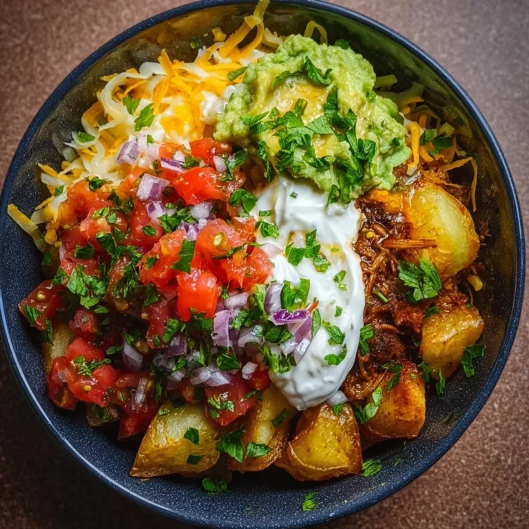 Leckere Kartoffel-Taco-Bowl mit frischen Zutaten und würzigen Aromen