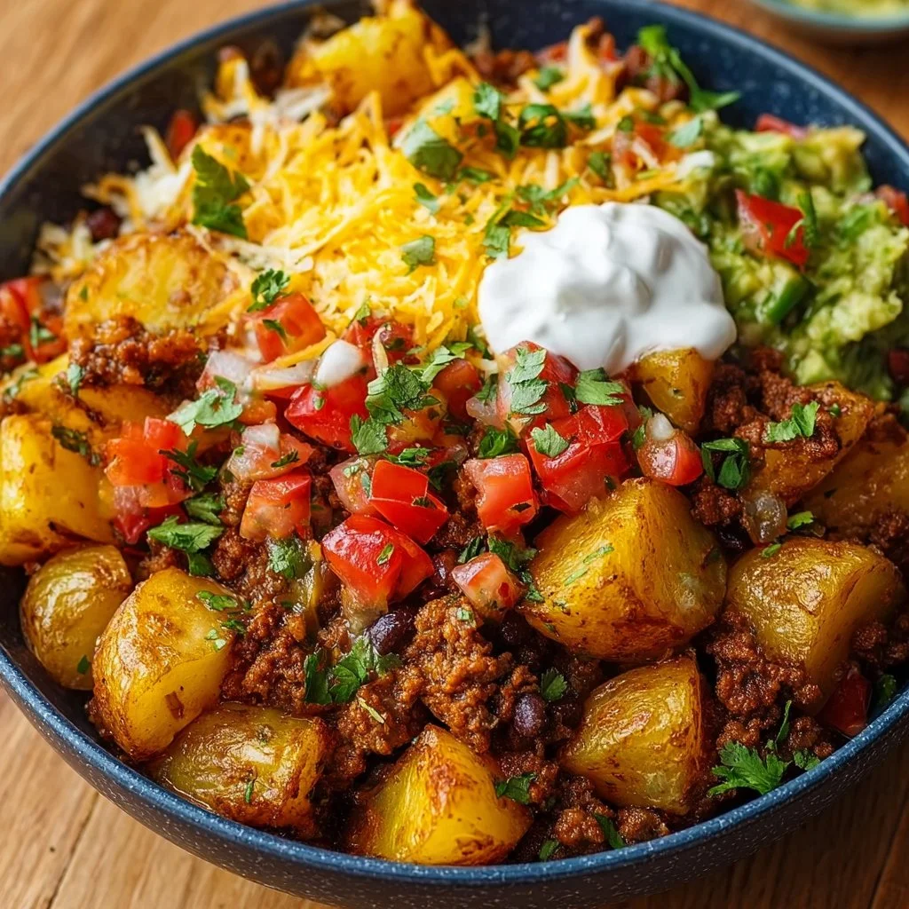 Kartoffel-Taco-Bowl-Mahlzeitvorbereitung einfach sättigend